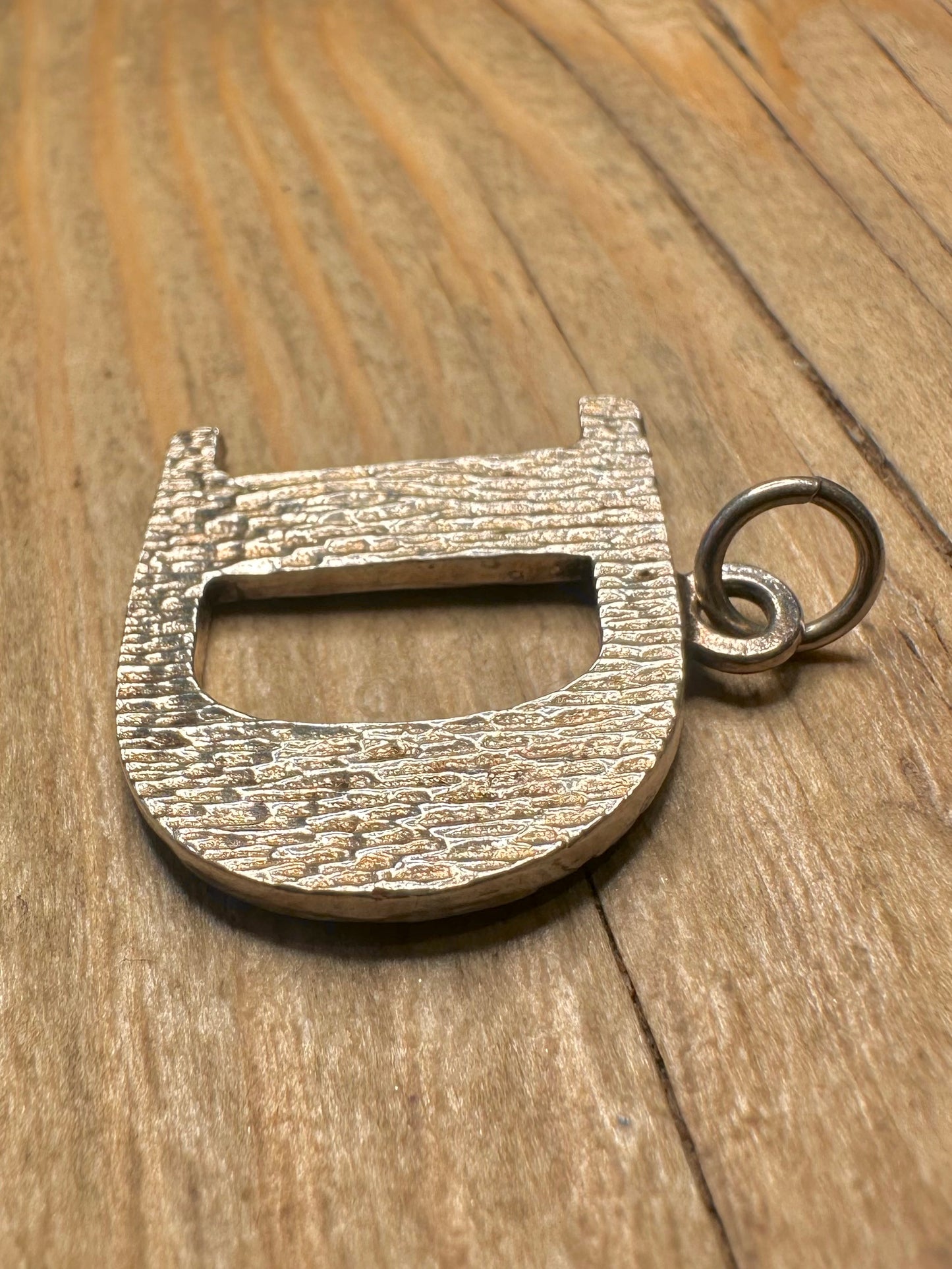 Vintage 1975 Texturierter D-Buchstabe 925 Sterling Silber Anhänger