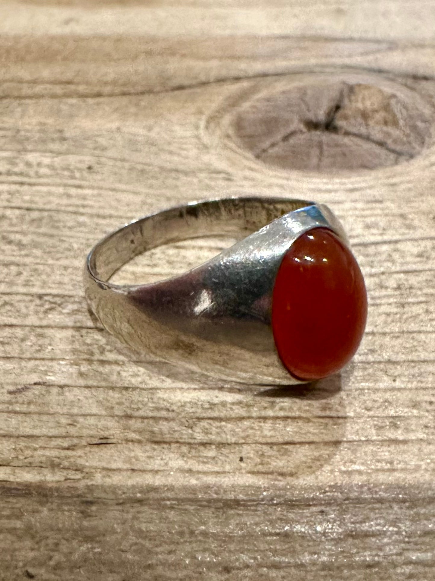 Vintage Carnelian Signet 925 Silver Size P Ring