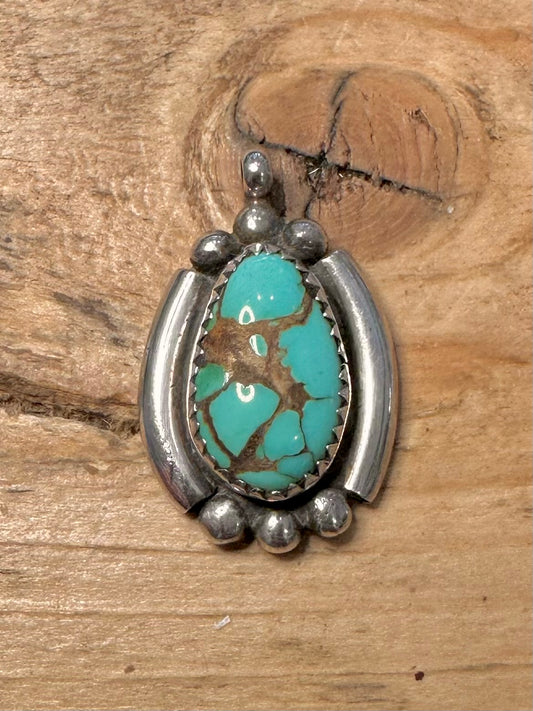 Vintage Native American Turquoise Maker CG 925 Silver Pendant