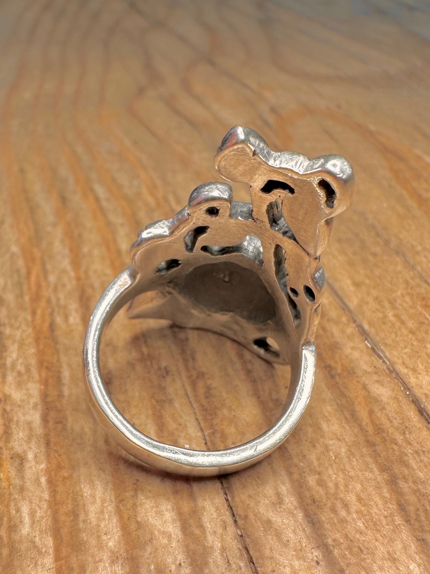 Vintage Large Rose 925 Sterling Silver Size O Ring