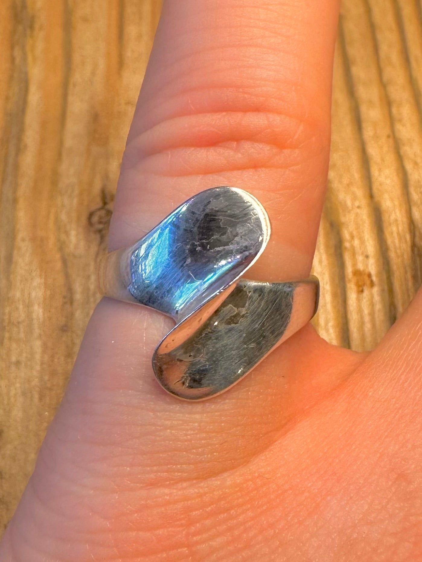 Twisted Modernist 925 Sterling Silver Size N1/2 Ring