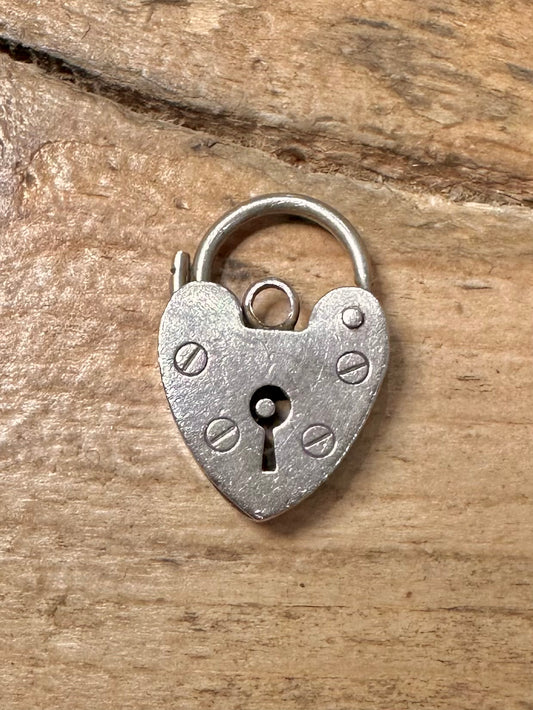 Vintage Heart Padlock 925 Silver Pendant