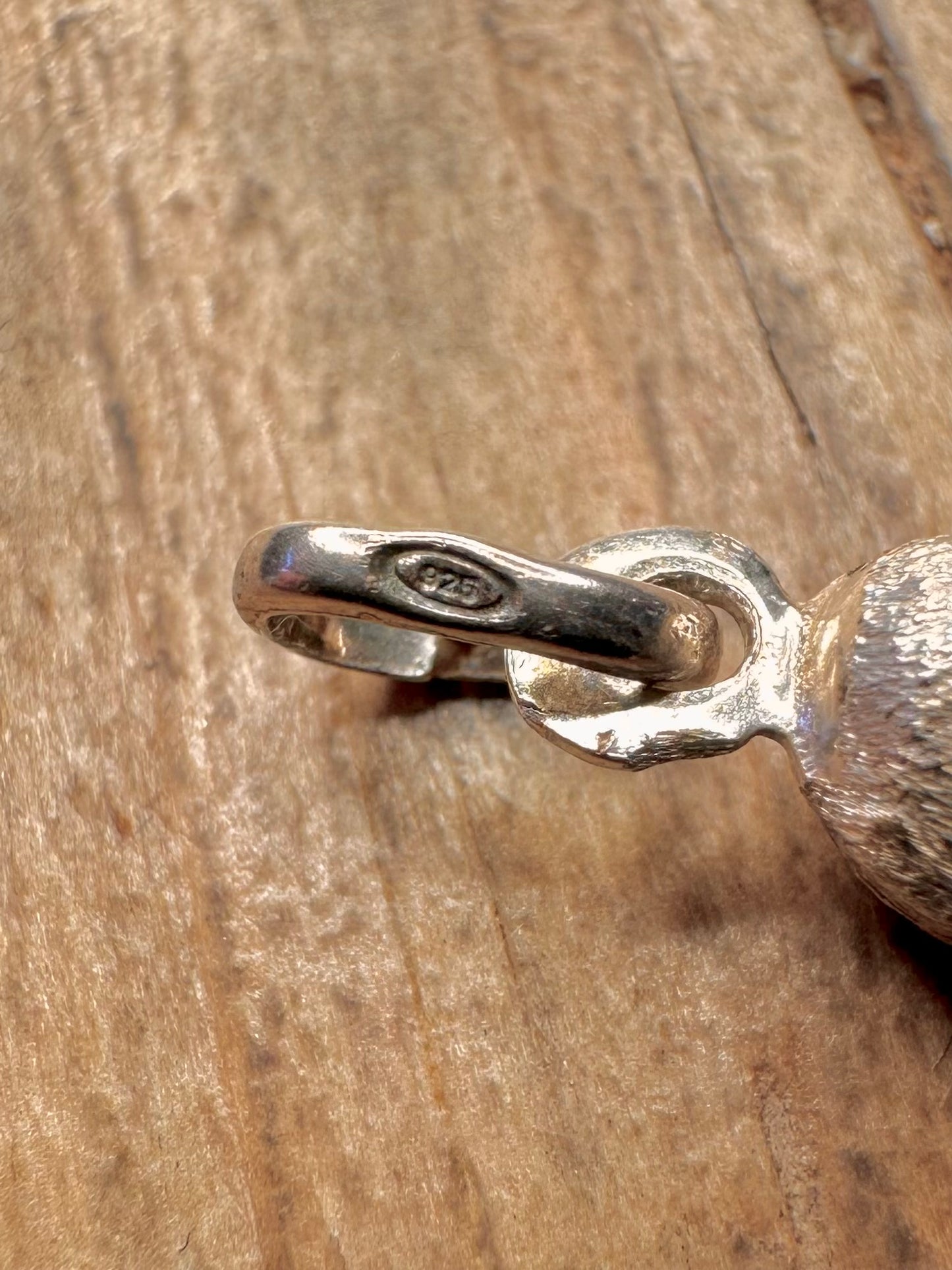 Vintage Horn of Plenty Textured 925 Sterling Silver Pendant