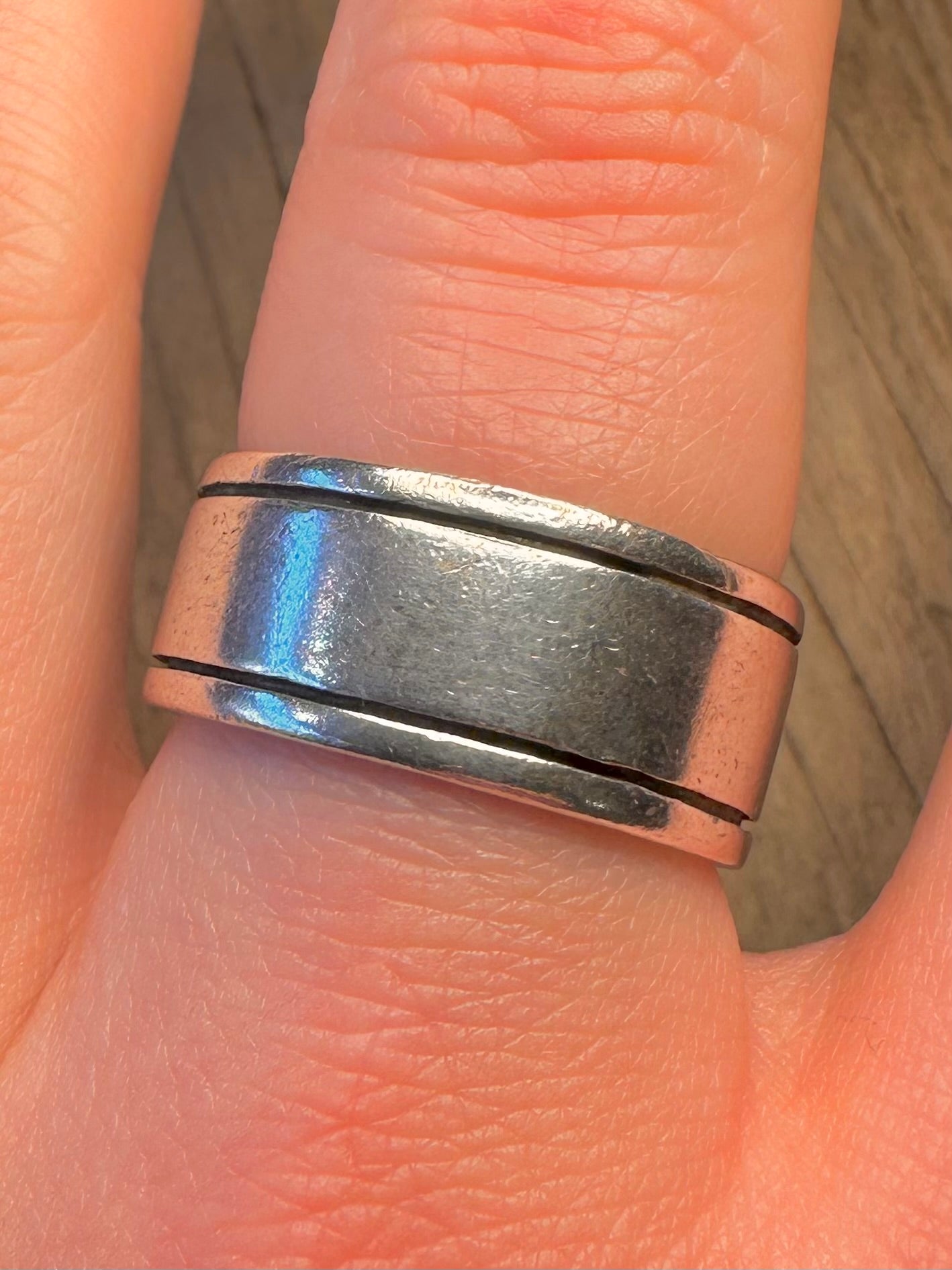 Vintage Thick Band 925 Sterling Silver Size U Ring