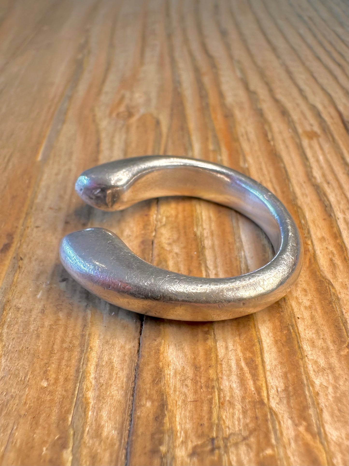 Abstract Modernist Heavy 2001 Maker DJC 925 Sterling Silver Size Q Ring