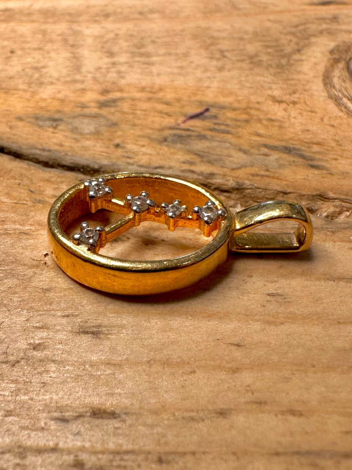 Modern Oval White CZ Gold on 925 Silver Pendant