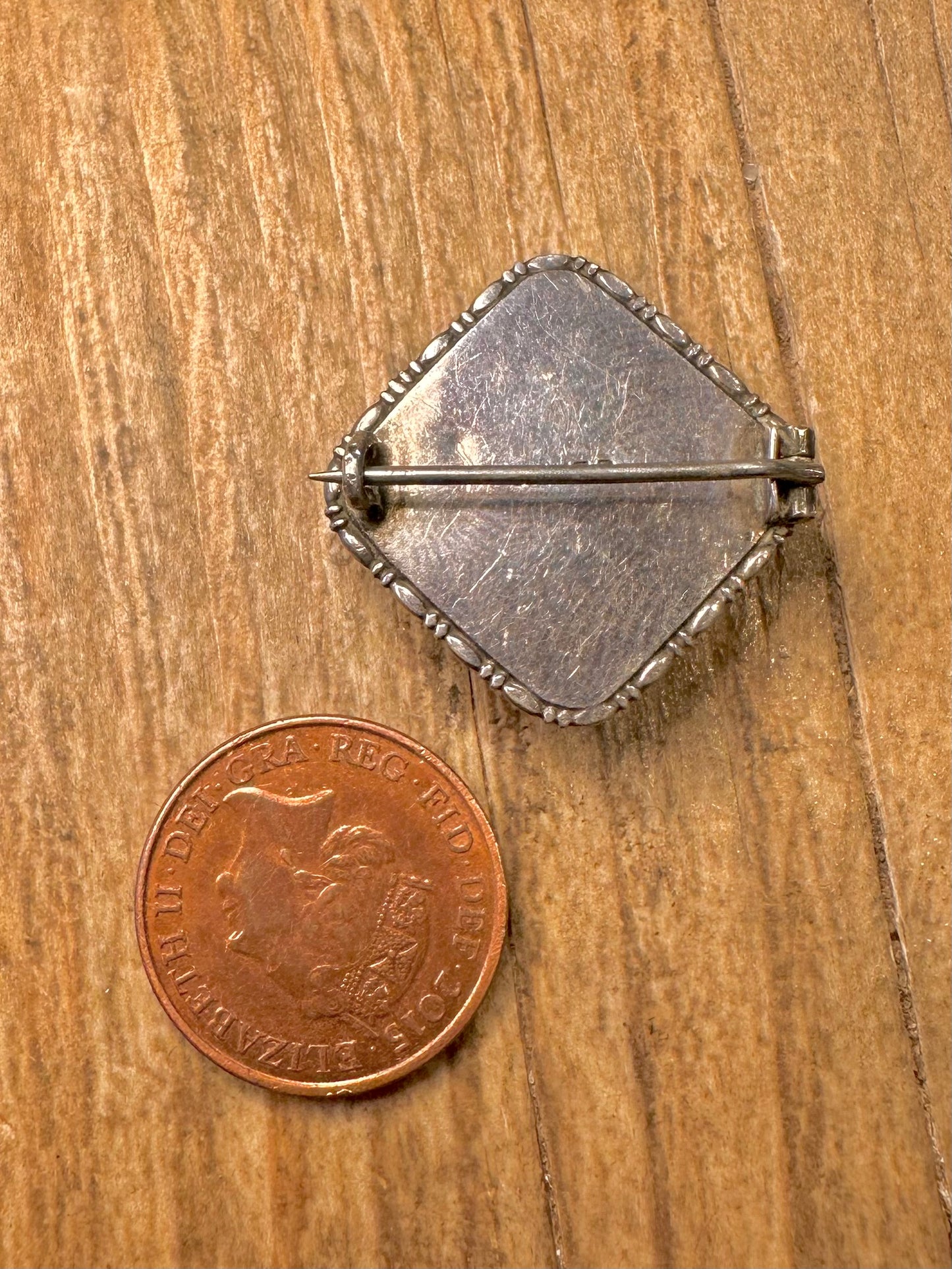 Vintage Butterfly Wing Square 925 Sterling Silver Brooch