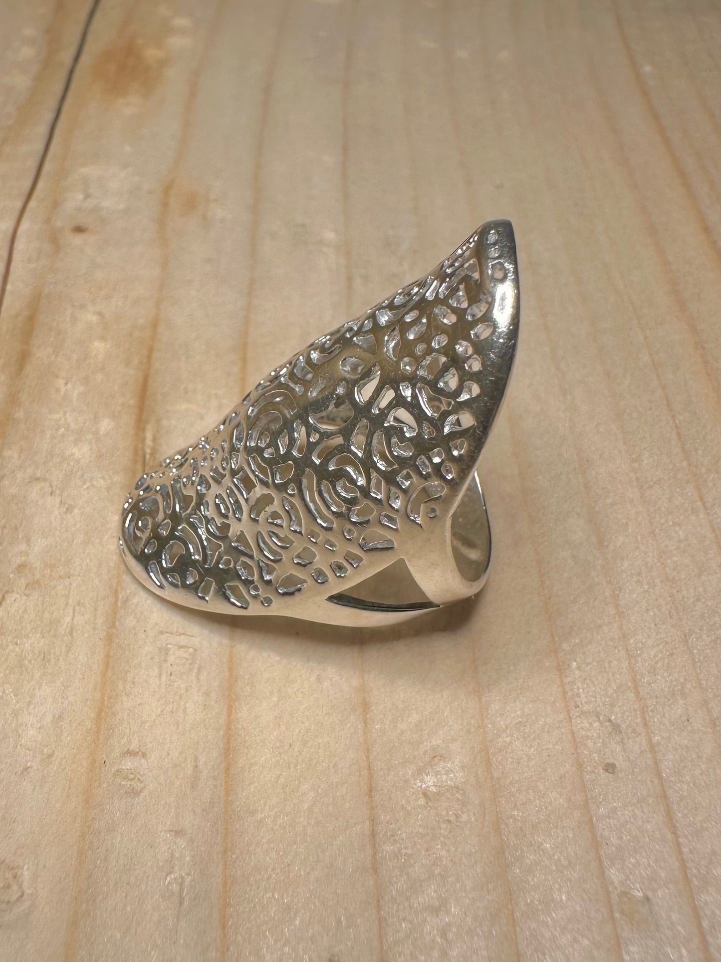 Chunky Bohemian Tall Statement 925 Sterling Silver Size O1/2 Ring
