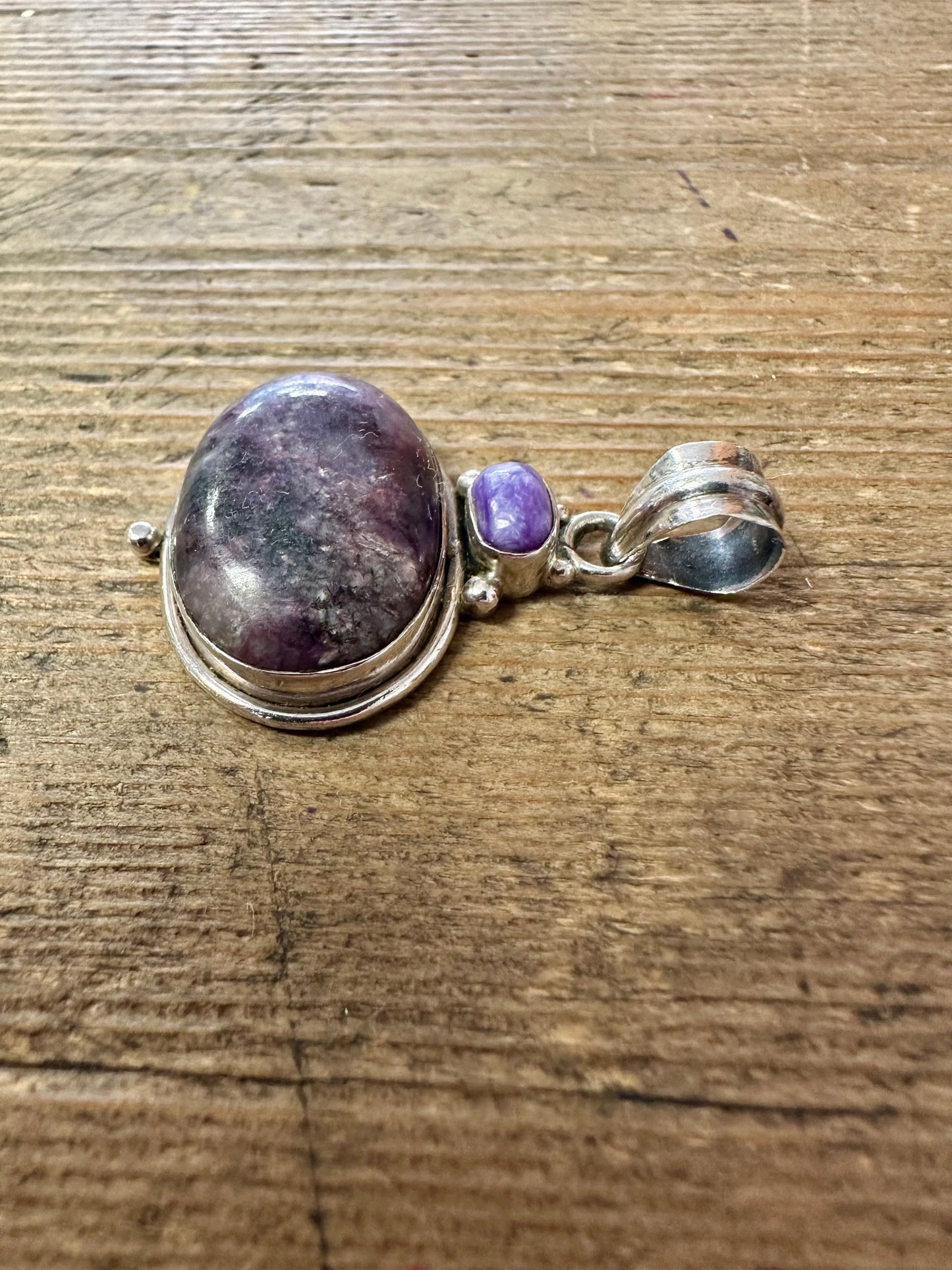 Vintage Purple Agate 925 Silver Pendant