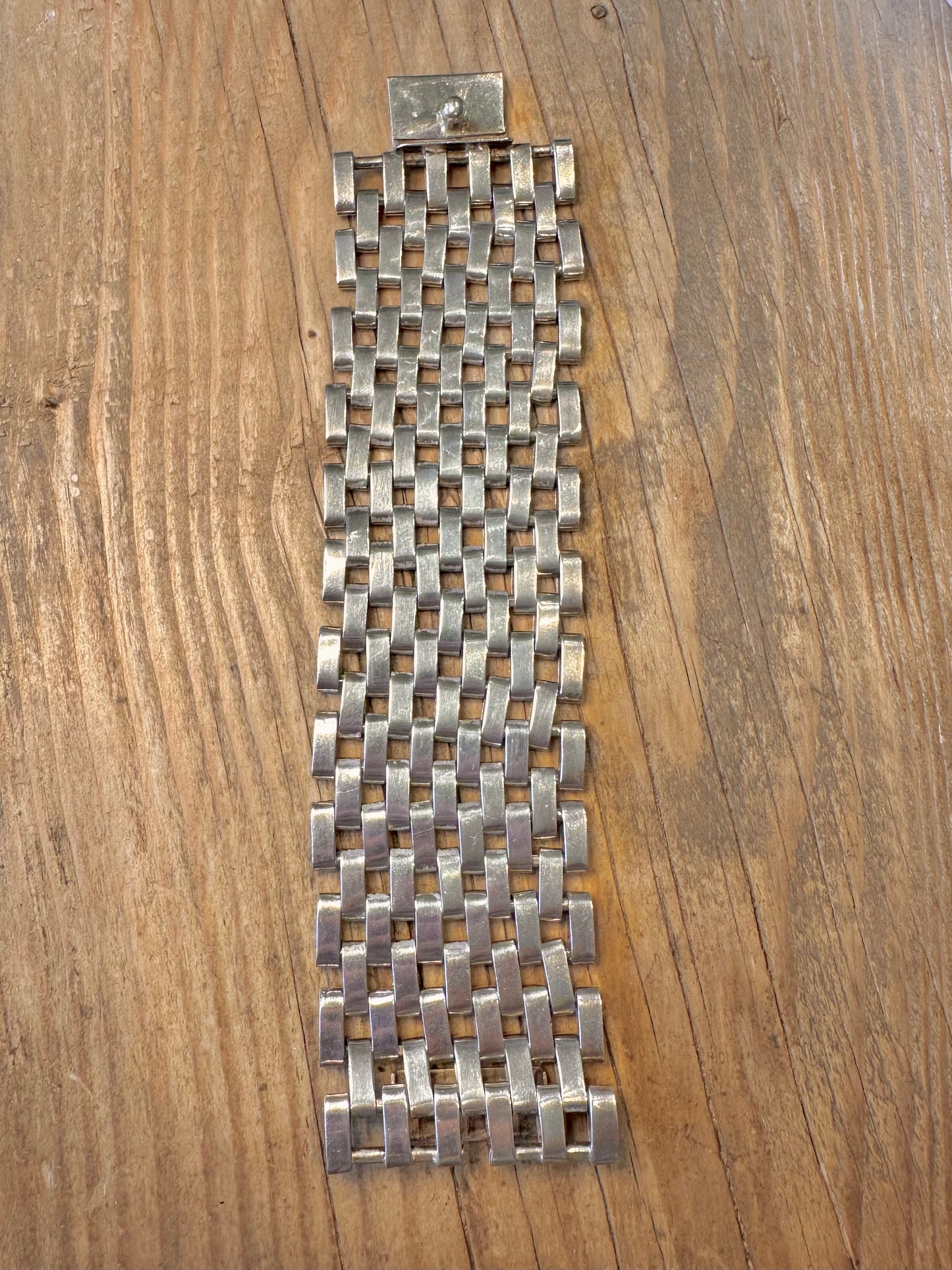 Chunky Wide Link Mexico TD-31 925 Sterling Silver 8.1 inch Bracelet