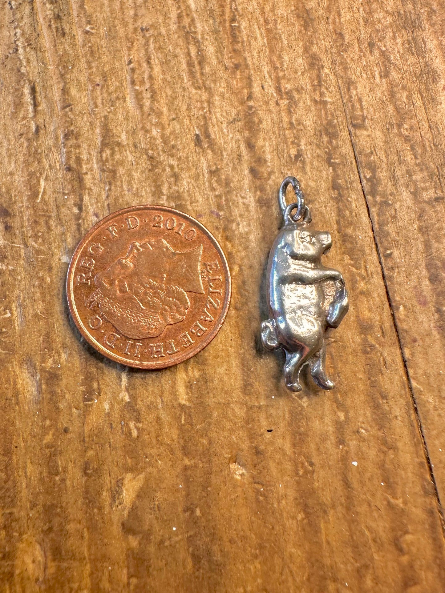 Victorian Style Lucky Pig 925 Sterling Silver Charm Pendant