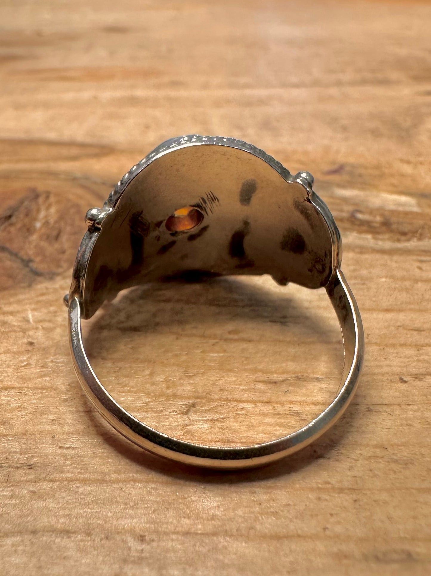 Vintage Citrine Boho 925 Silver Size S Ring