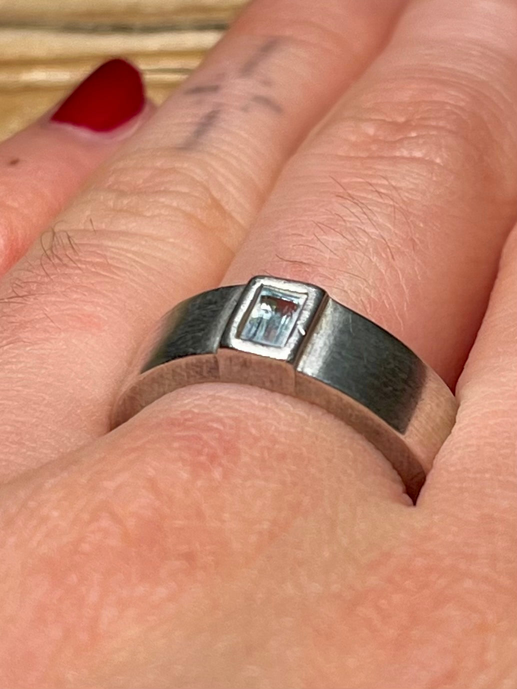 Blue Topaz Band 925 Sterling Silver Size M1/2 Ring