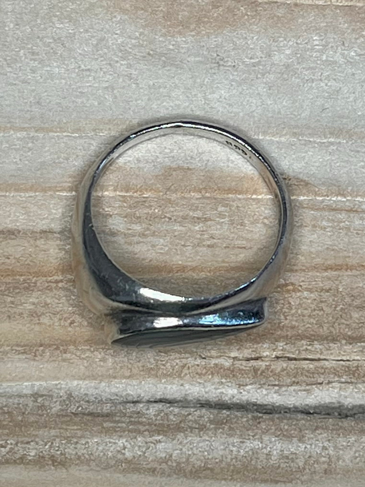 Modernist Abalone Tear Drop 925 Sterling Silver Size Q Ring