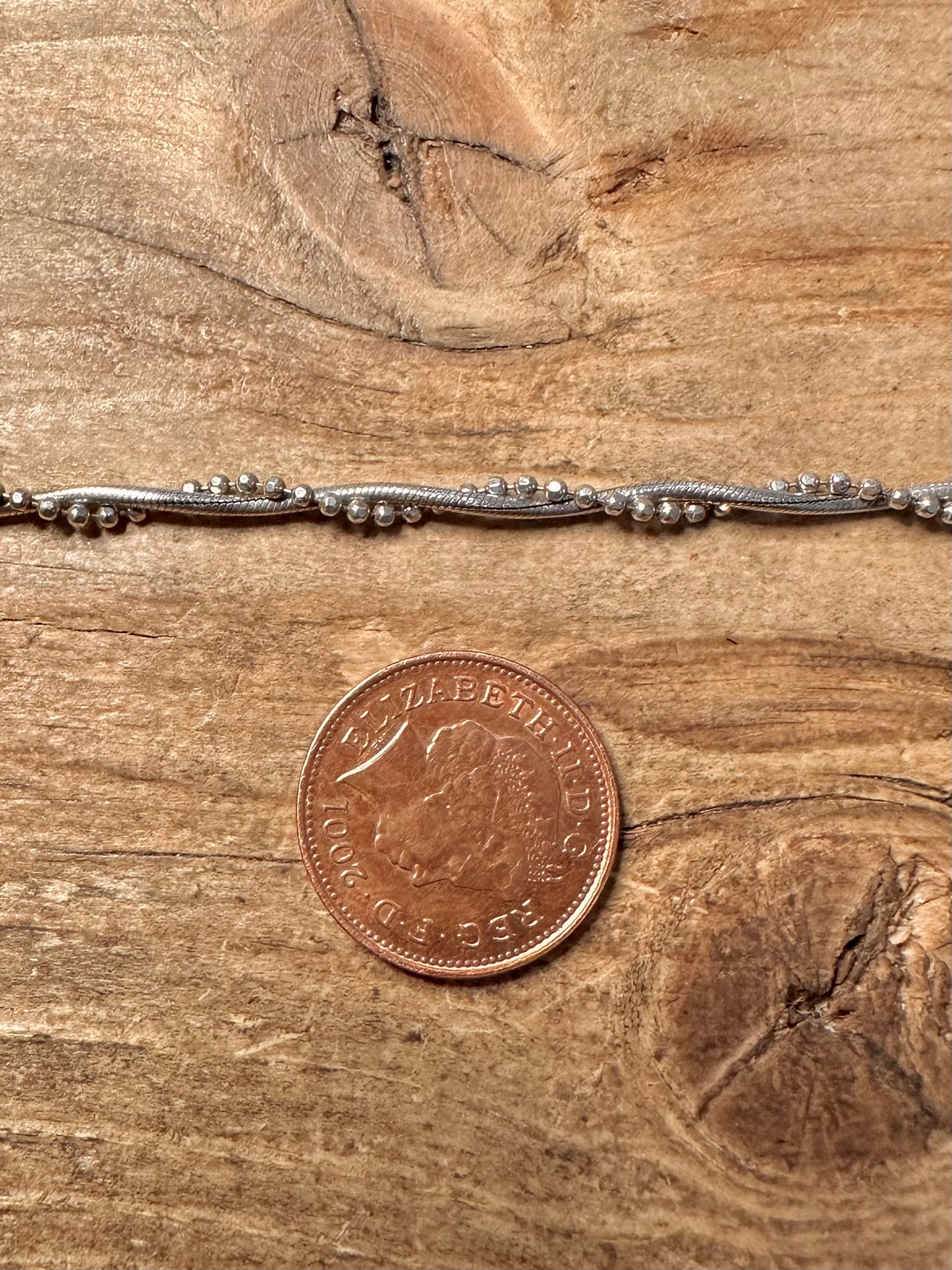 Vintage Snake And Ball Twisted Chain 925 Silver 18.3 inch Necklace