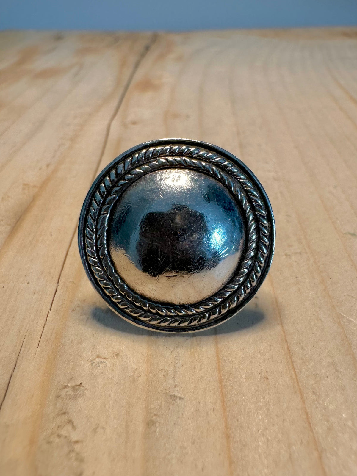 Large Circular Rope Engraved Statement 925 Sterling Silver Size L Ring