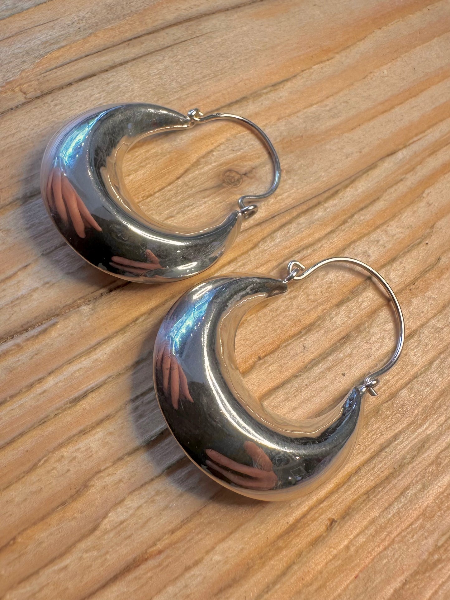 Vintage Chunky Hoops 925 Sterling Silver Earrings
