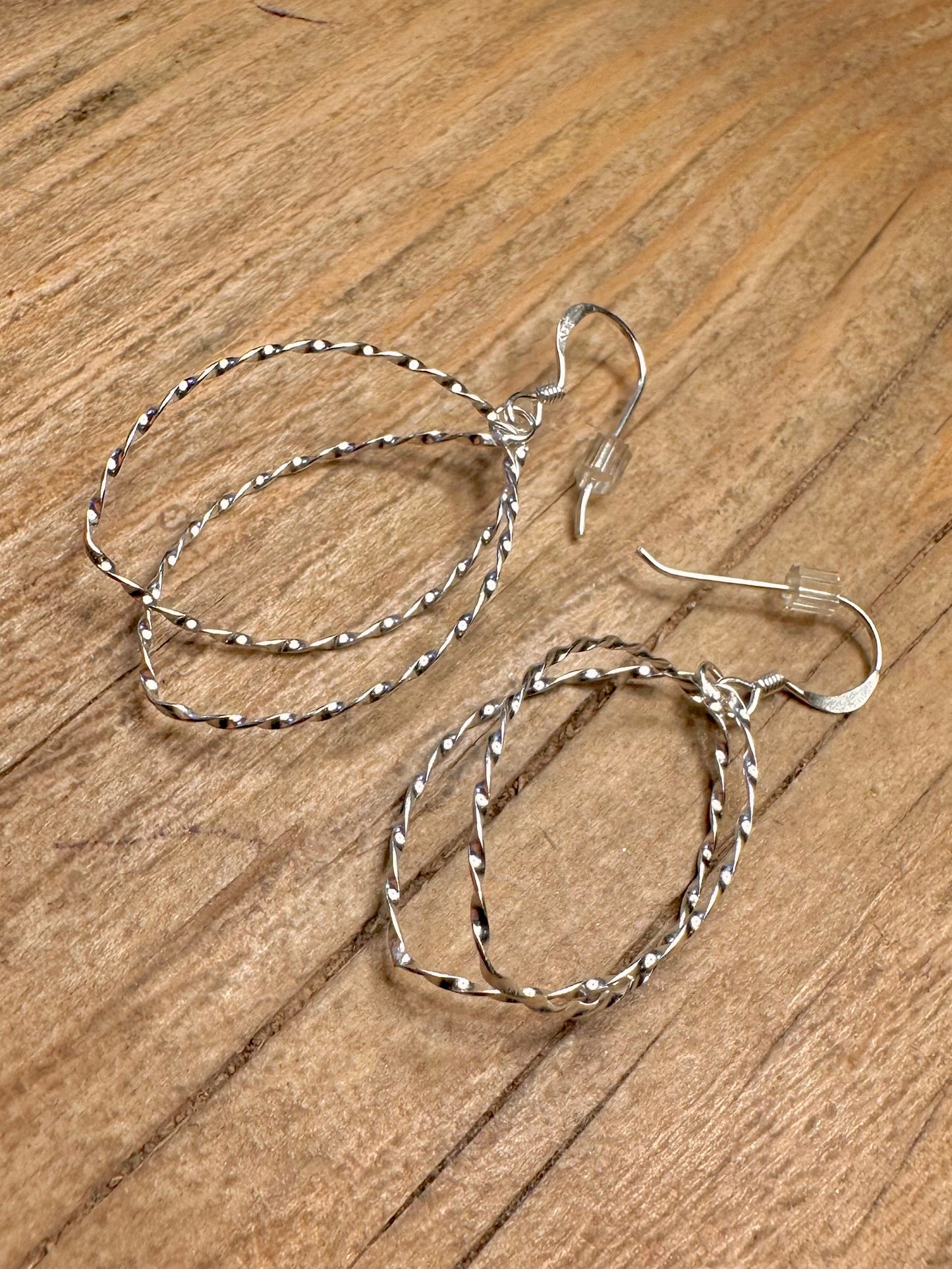Abstract Double Twisted 925 Sterling Silver Earrings
