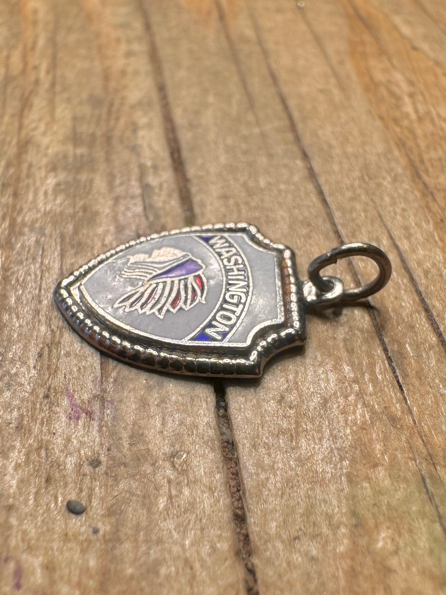 Vintage Emaille Washington Schild 925 Sterling Silber Charm-Anhänger