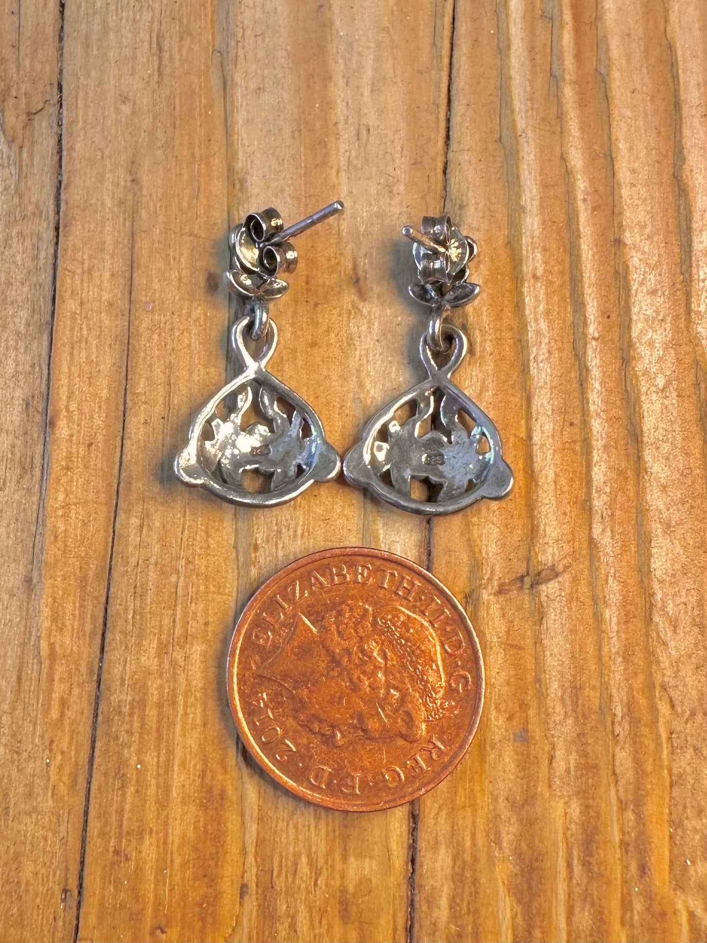 Flower Intricate Dangle 925 Sterling Silver Earrings