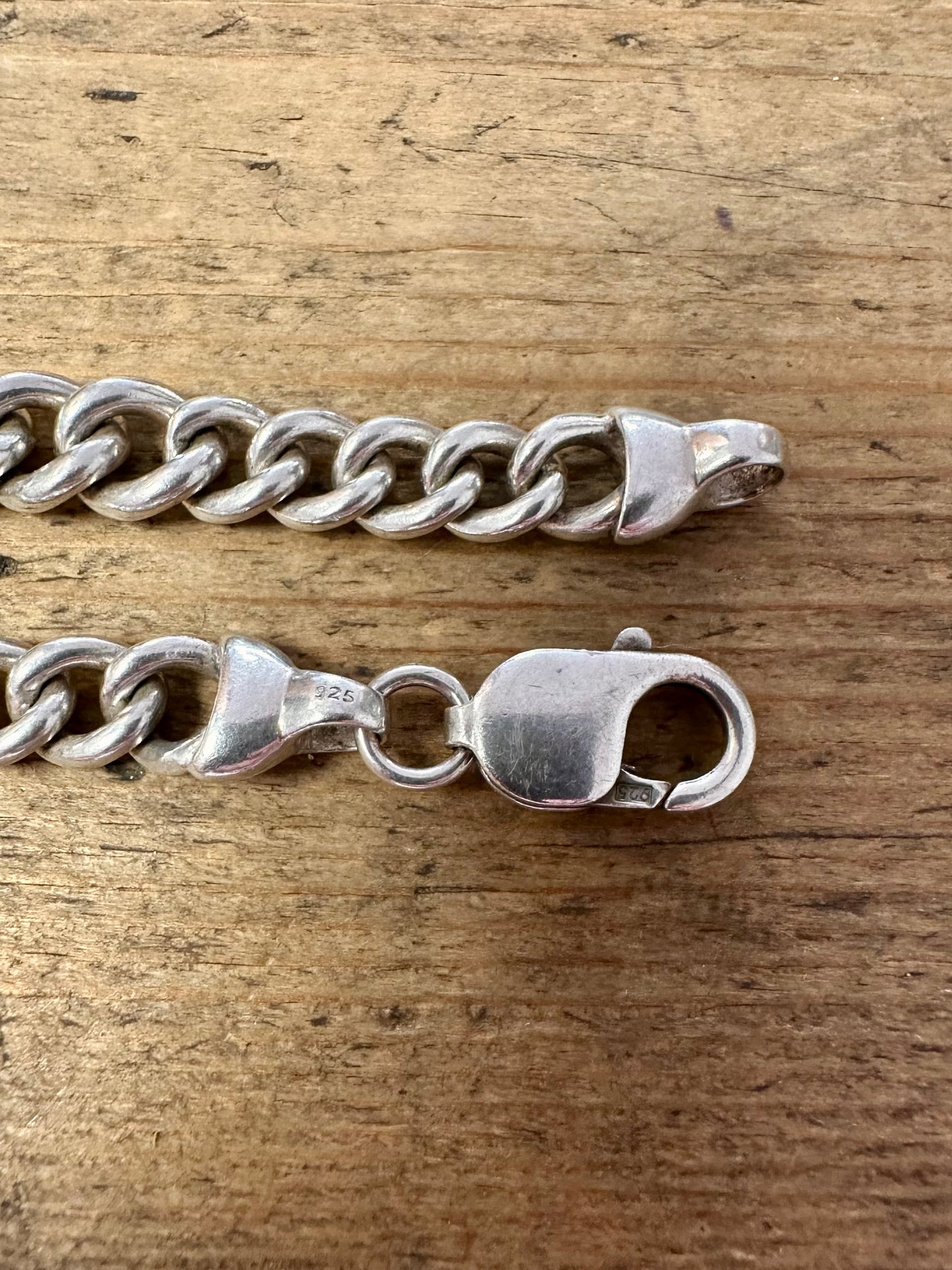 Vintage Graduated Curb Chain 925 Silver Bracelet