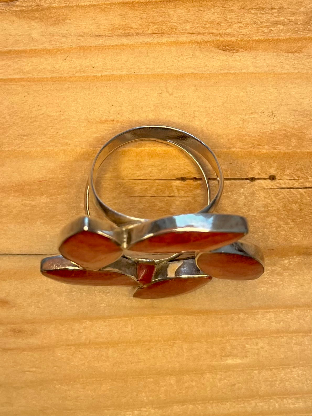 Large Coral Flower 925 Sterling Silver Size R/S Ring
