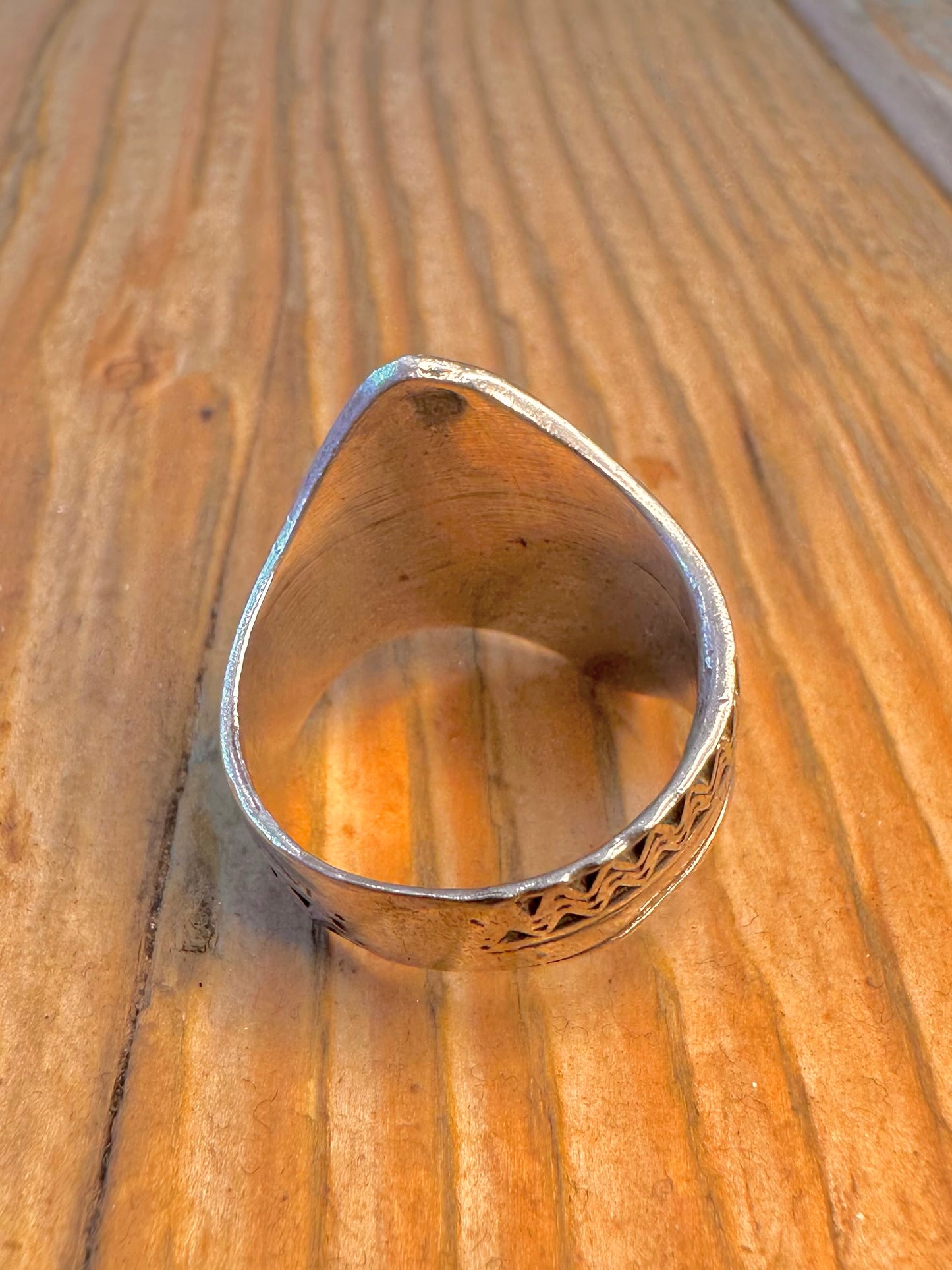 Purple Stone Wavy Boho 925 Sterling Silver Size Q1/2 Ring