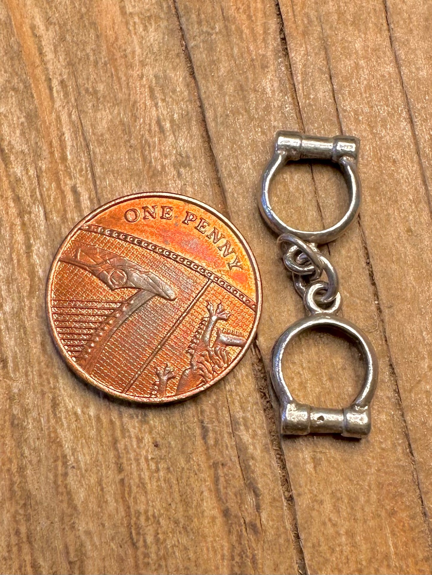 Vintage Stirrup Pair 925 Sterling Silver Charm Pendant