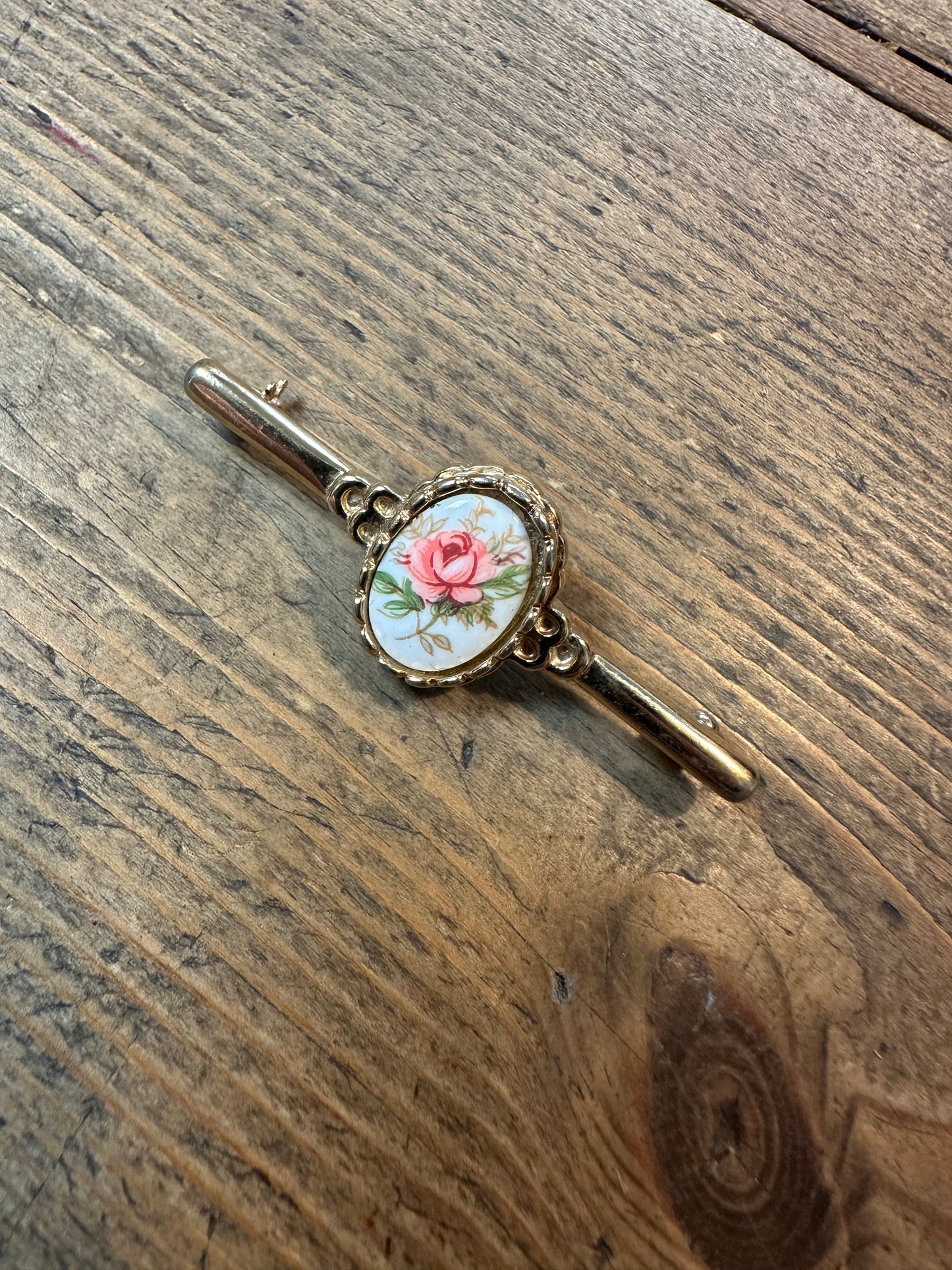 Vintage Rose Bar Costume Brooch