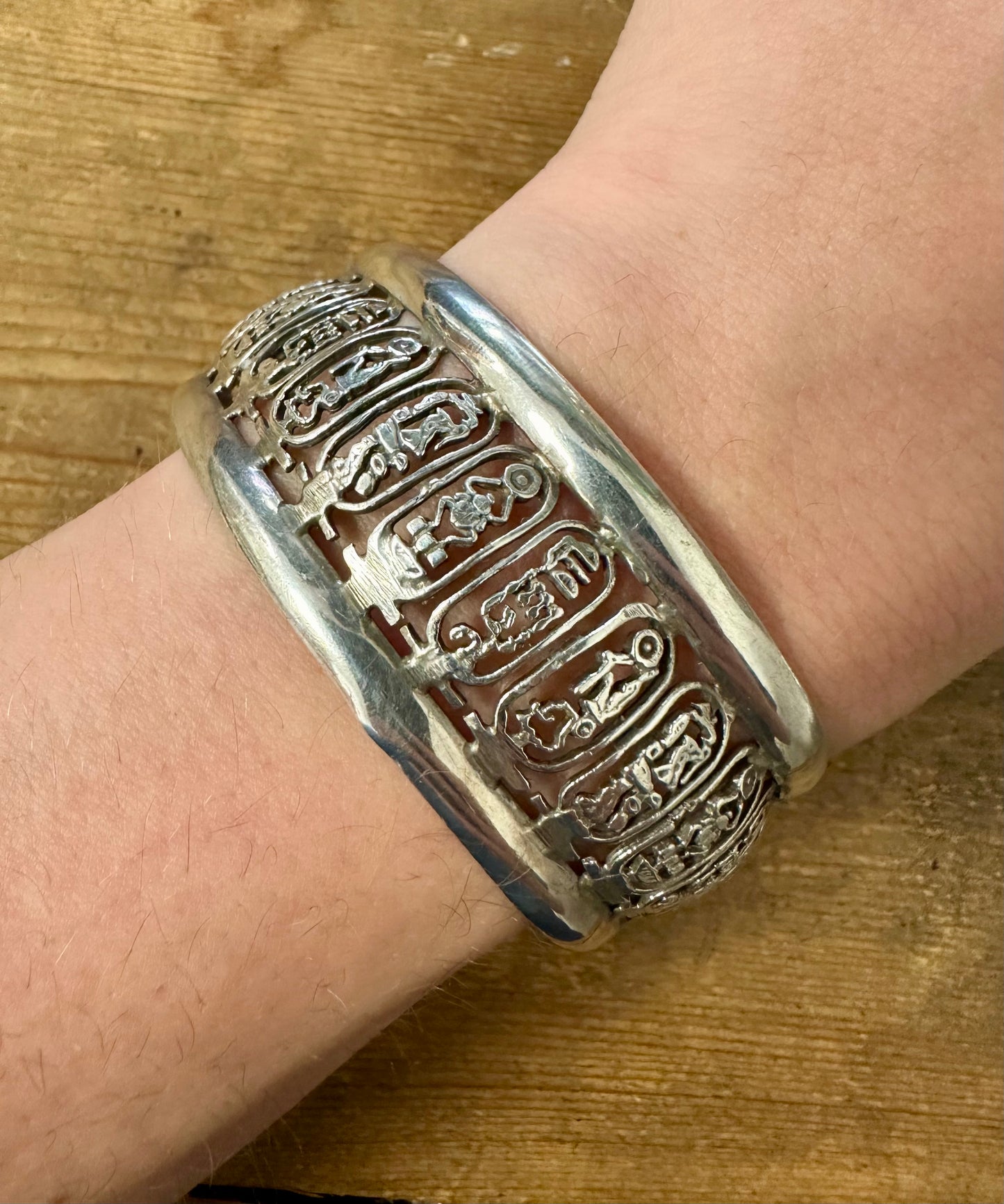 Vintage Egyptian Cuff Silver Bangle