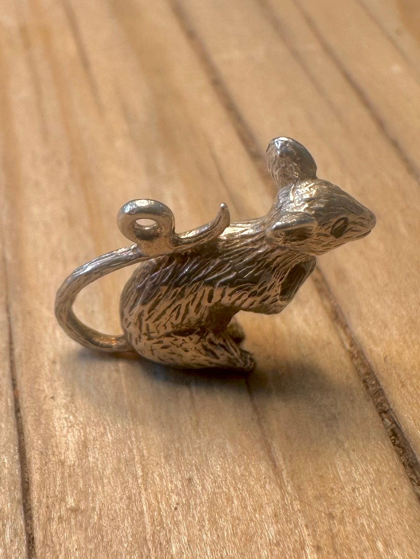 Vintage Mouse 925 Silver Charm Pendant