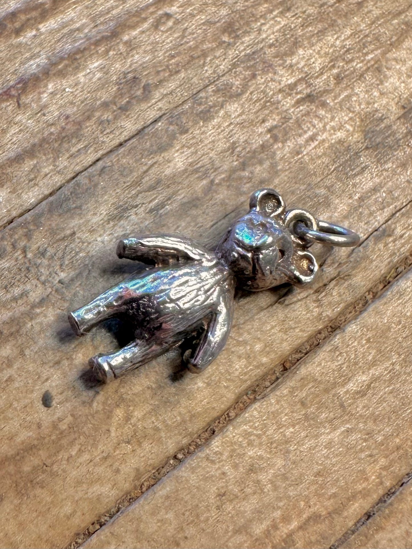 Teddy Bear Textured 925 Sterling Silver Charm Pendant
