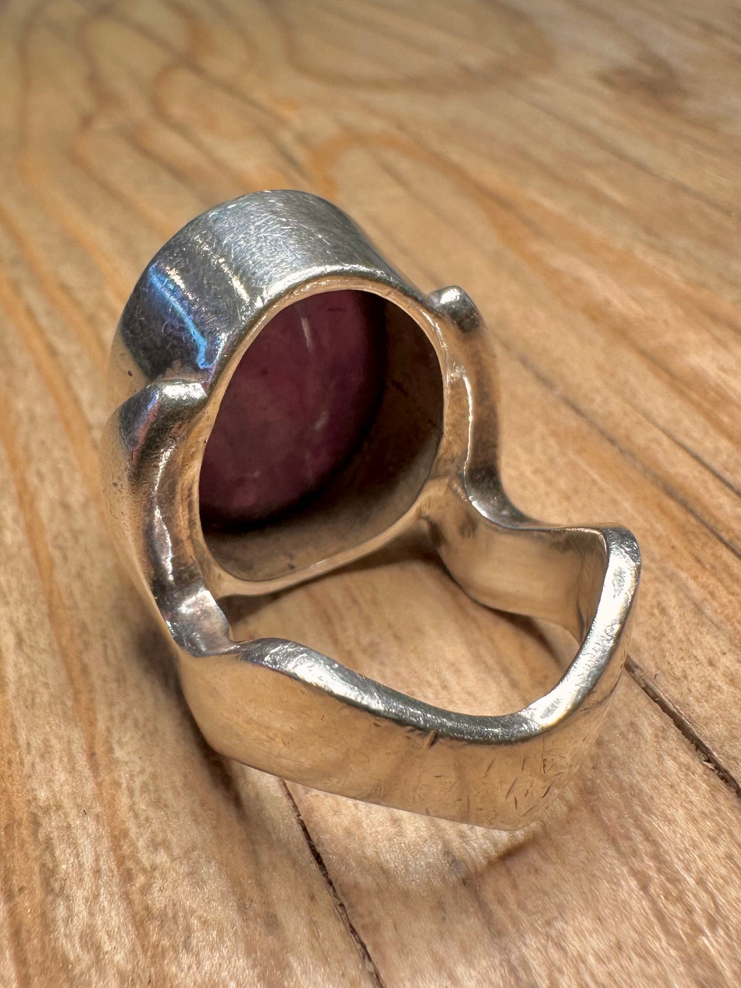 Abstract Chunky Amethyst Wavy 925 Sterling Silver Size O Ring