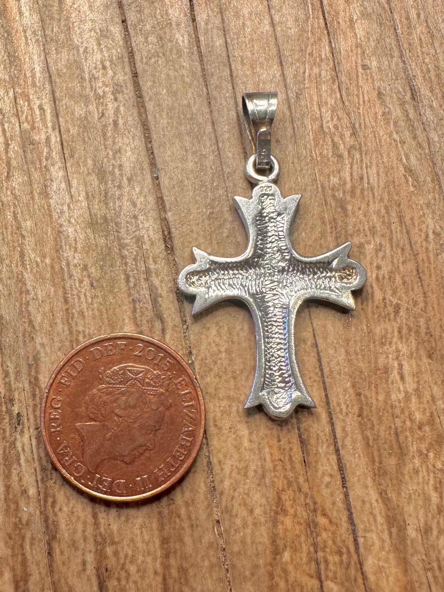 Vintage Kreuz Lilie 925 Sterling Silber Anhänger