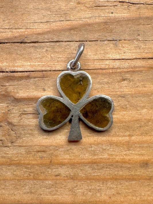 Vintage Irischer Connemara Kleeblatt 925er Sterlingsilber Anhänger