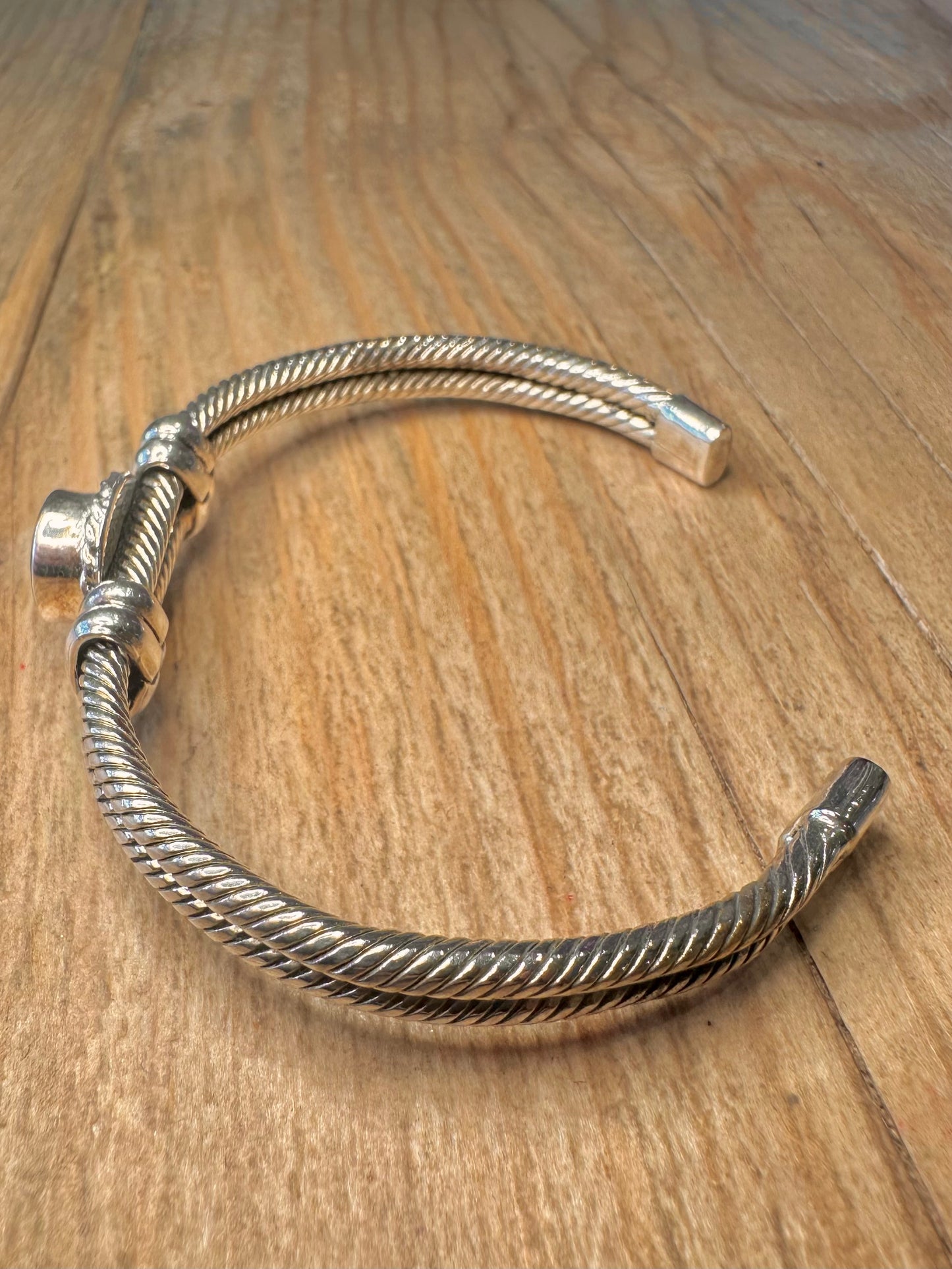 Vintage Abalone Woven Cuff 925 Sterling Silver Bangle