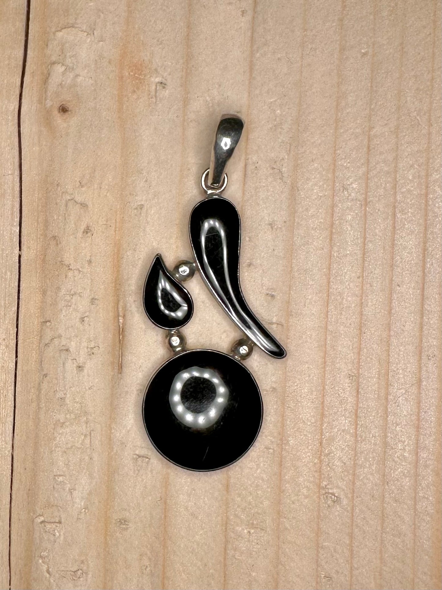 Abstract Onyx 925 Sterling Silver Pendant