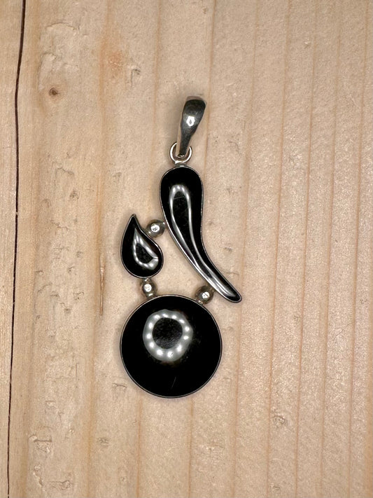 Abstract Onyx 925 Sterling Silver Pendant