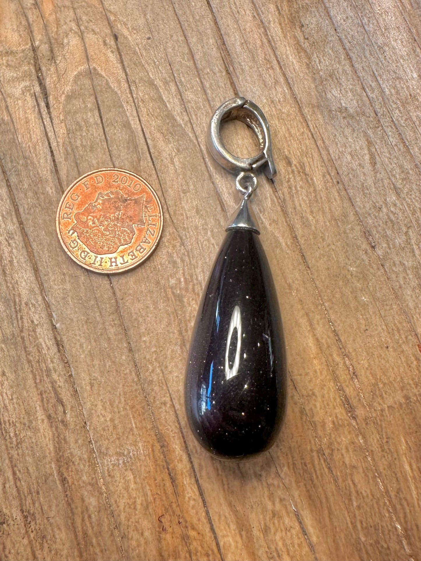 Modern Blue Goldstone 925 Sterling Silver Pendant