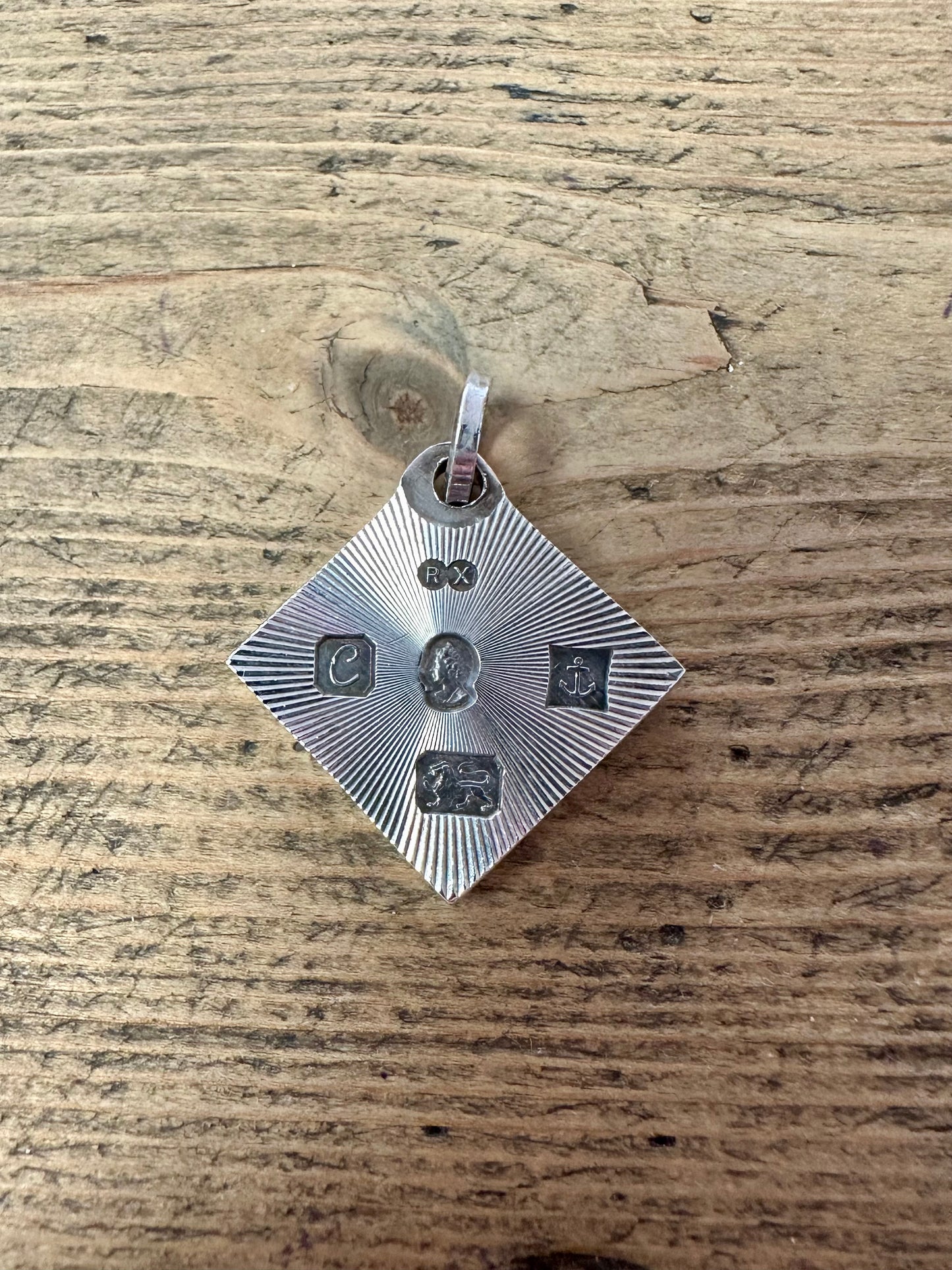 Vintage 1977 Jubilee Diamond Cut Ingot 925 Silver Pendant