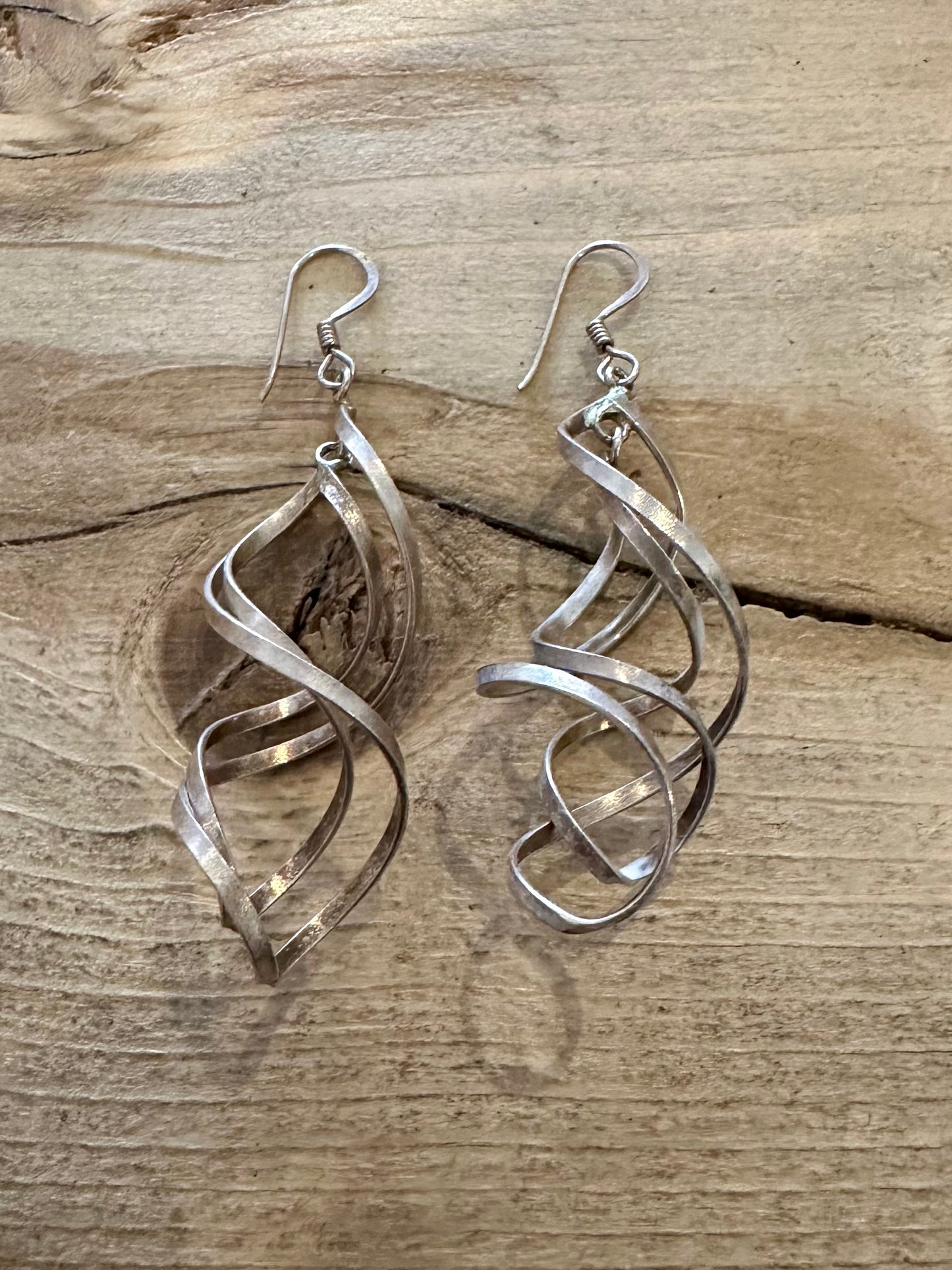 Abstract Spiral Dangle 925 Silver Earrings