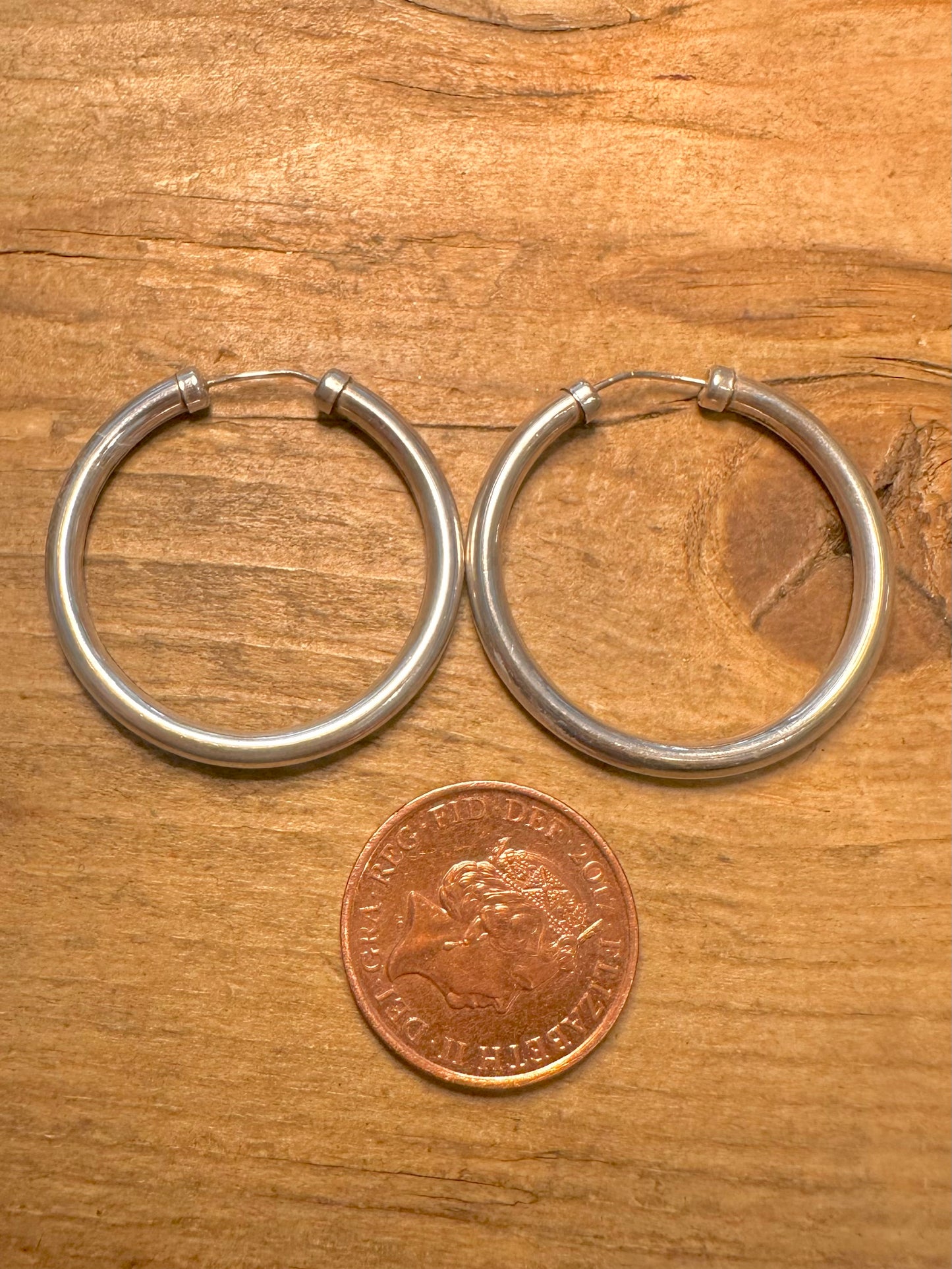 Vintage Chunky Rounded Hoops 925 Silver Earrings