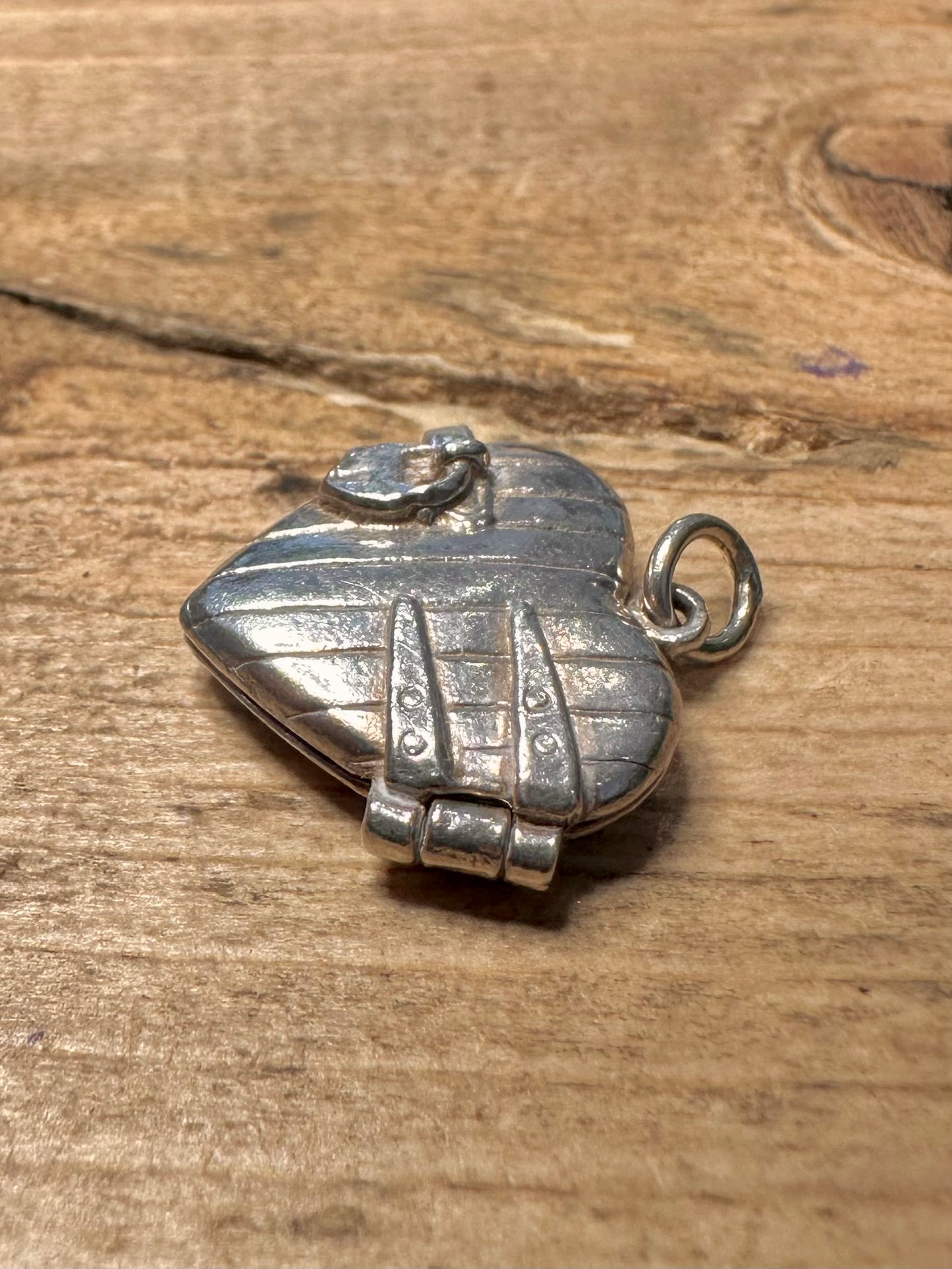 Vintage Heart Padlock Shaped Locket 925 Silver Pendant