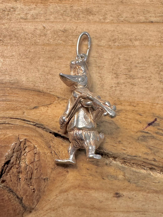 Vintage 1974 Donald Duck Violin 925 Silver Pendant
