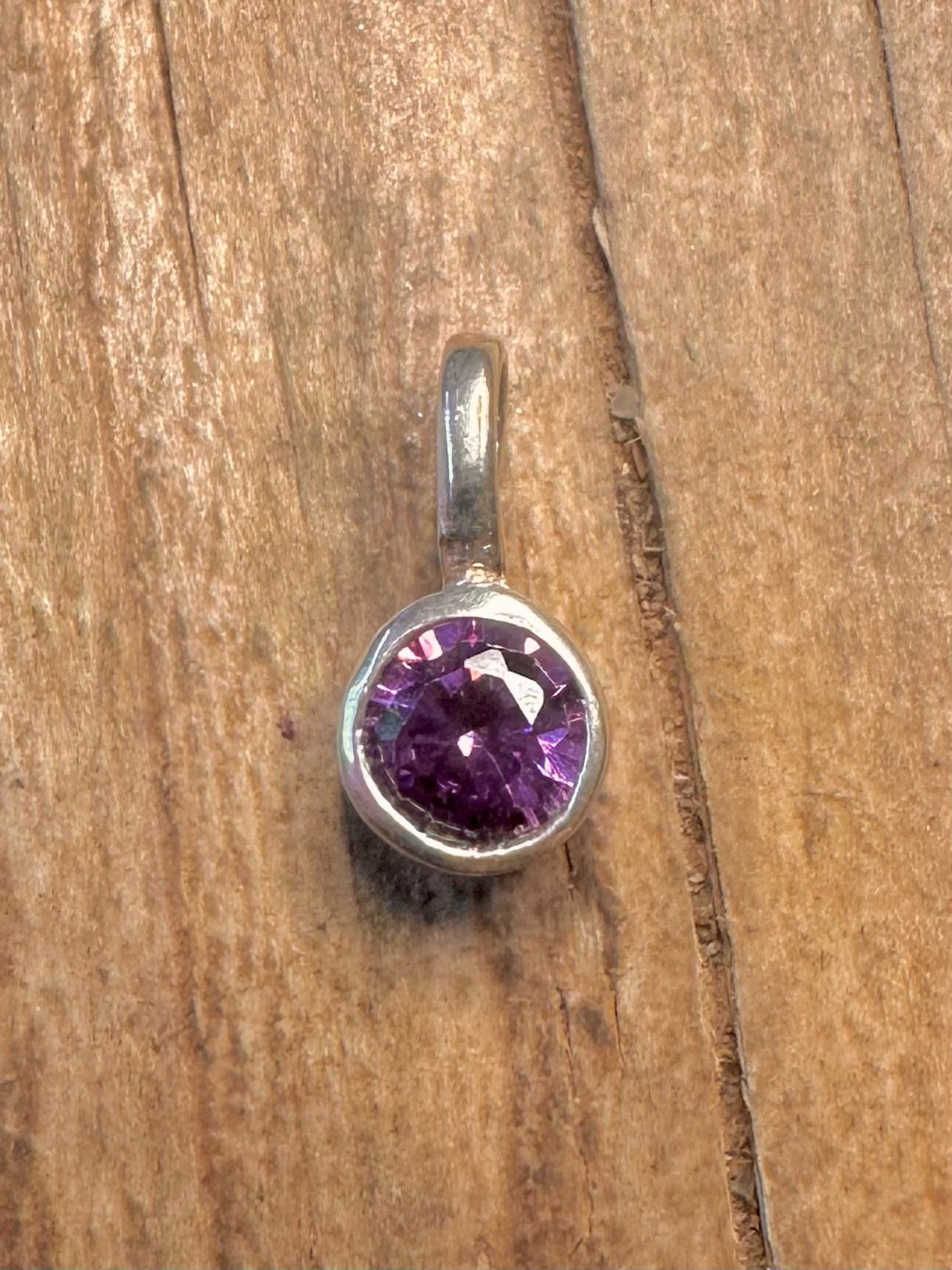Vintage Amethyst Circle 925 Sterling Silver Pendant