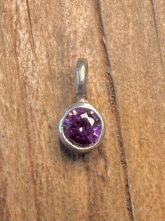 Vintage Amethyst Kreis 925 Sterling Silber Anhänger