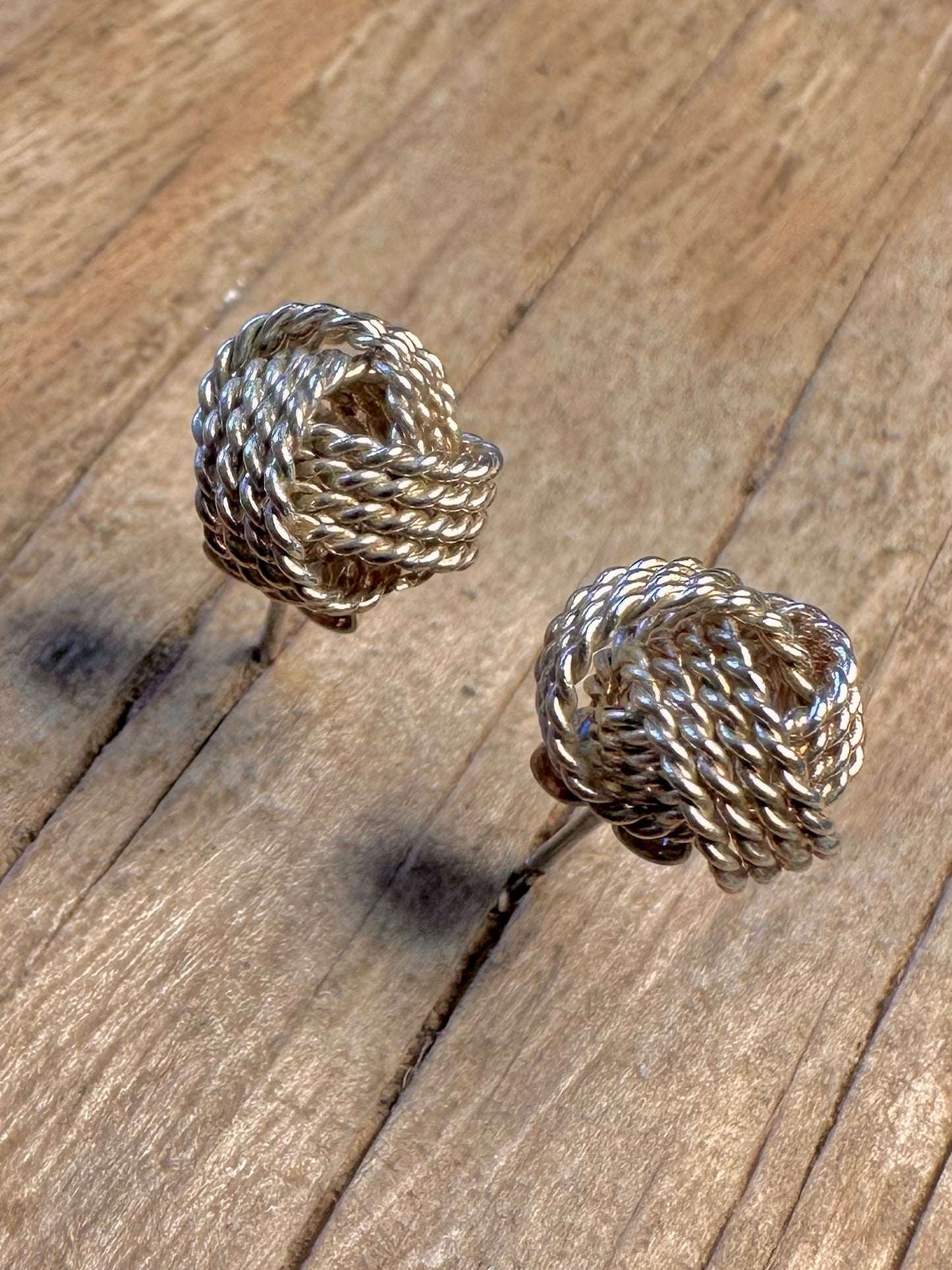 Vintage Twisted Knot 925 Sterling Silver Stud Earrings