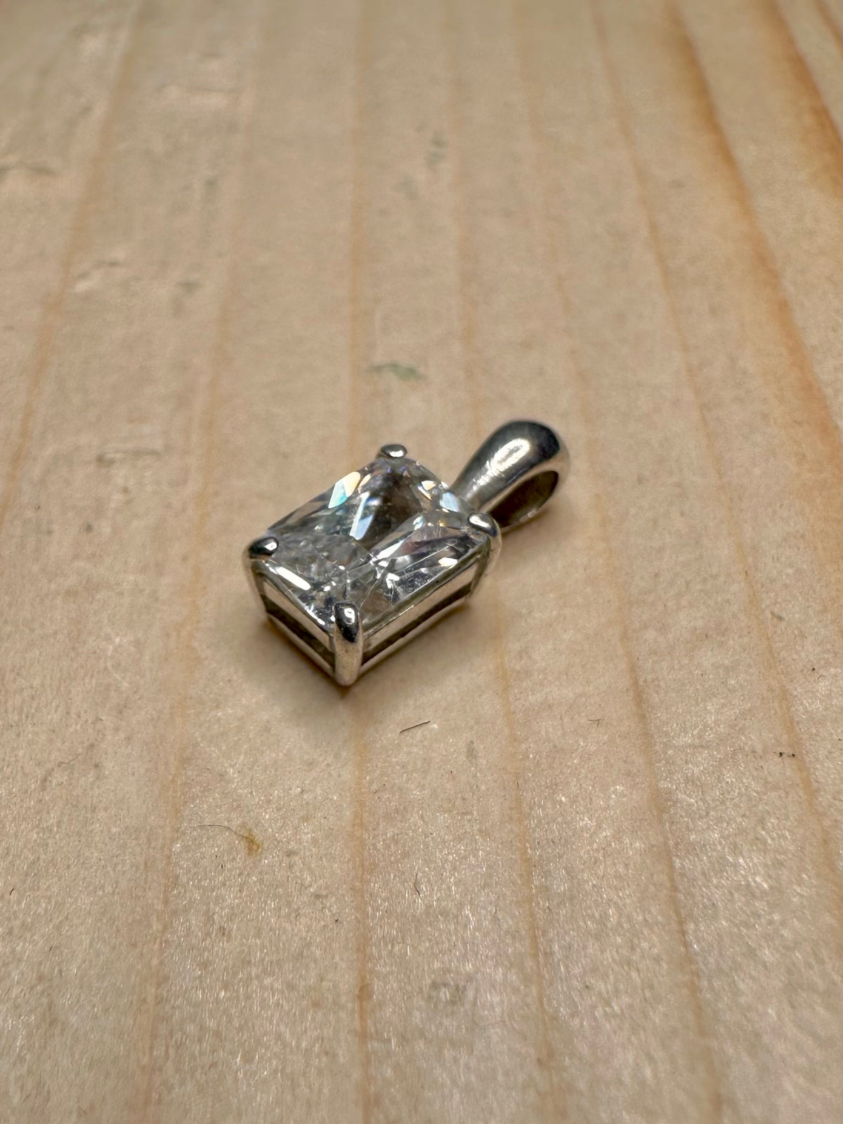 CZ Rectangle 925 Sterling Silver Pendant