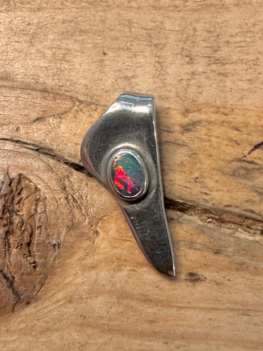 Abstract Blue Opal 925 Silver Pendant