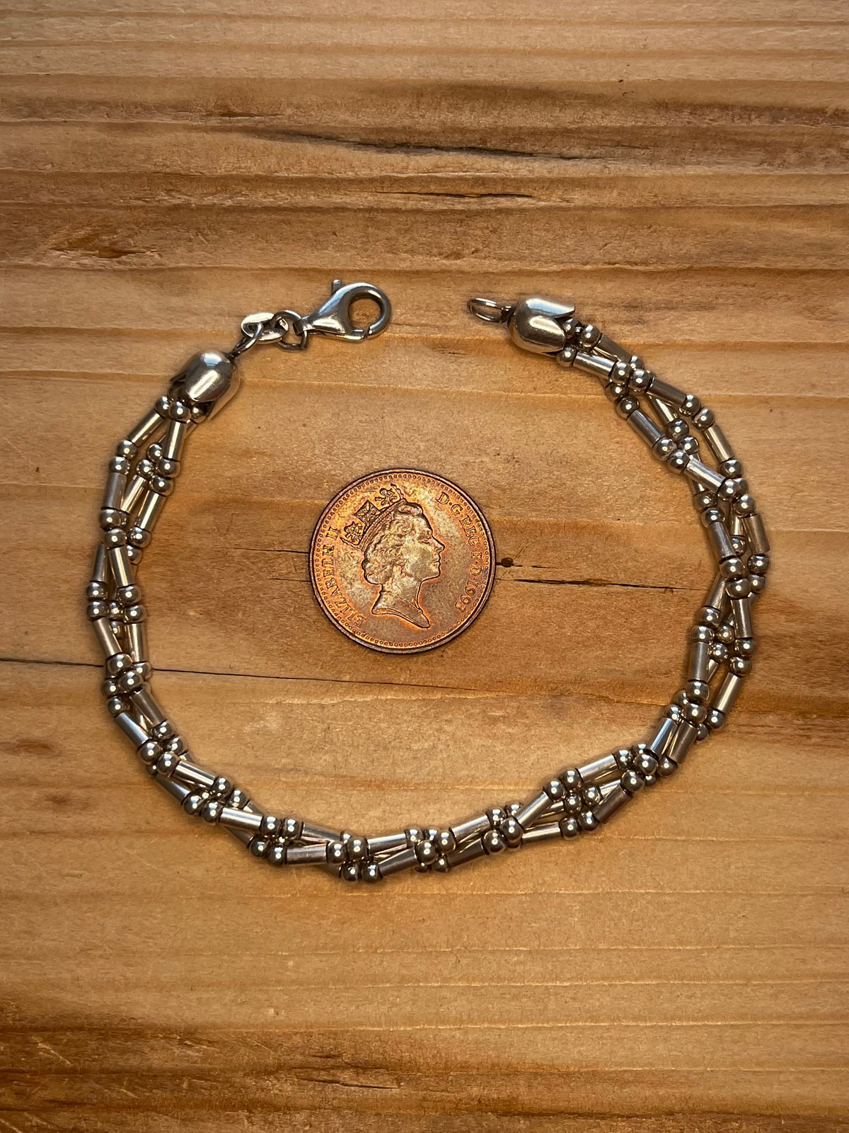 Twisted Multi Strand 925 Chester Sterling Silver 7.75 Inch Bracelet